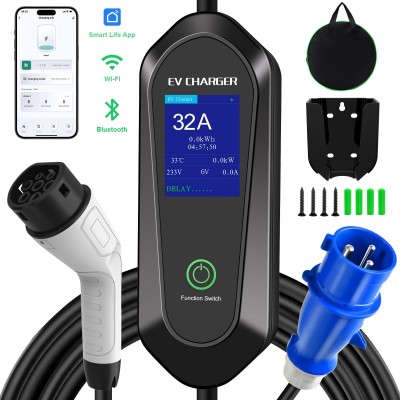 欧标新能源汽车充电枪 家用便携交电32A通用7kw3.5kw充电桩跨境