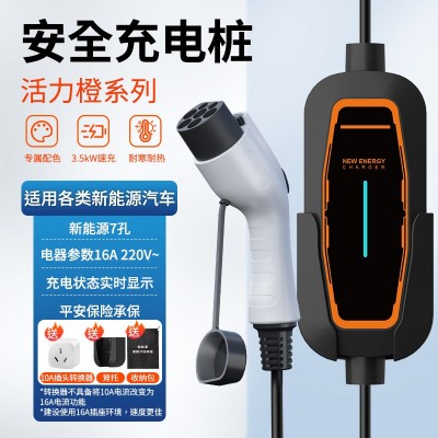 国标新能源充电桩便携式家用免接地3.5KW 16A比亚迪特斯拉随车充