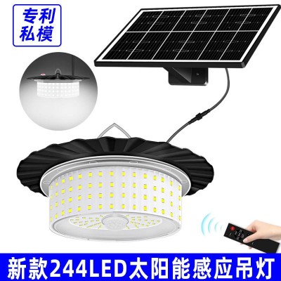 跨境新款太阳能吊灯庭院花园顶棚凉亭露台LED灯庭院感应灯亚马逊