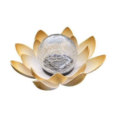 户外太阳能庭院灯花园地埋灯太阳能草地灯花园台灯裂纹球莲花灯